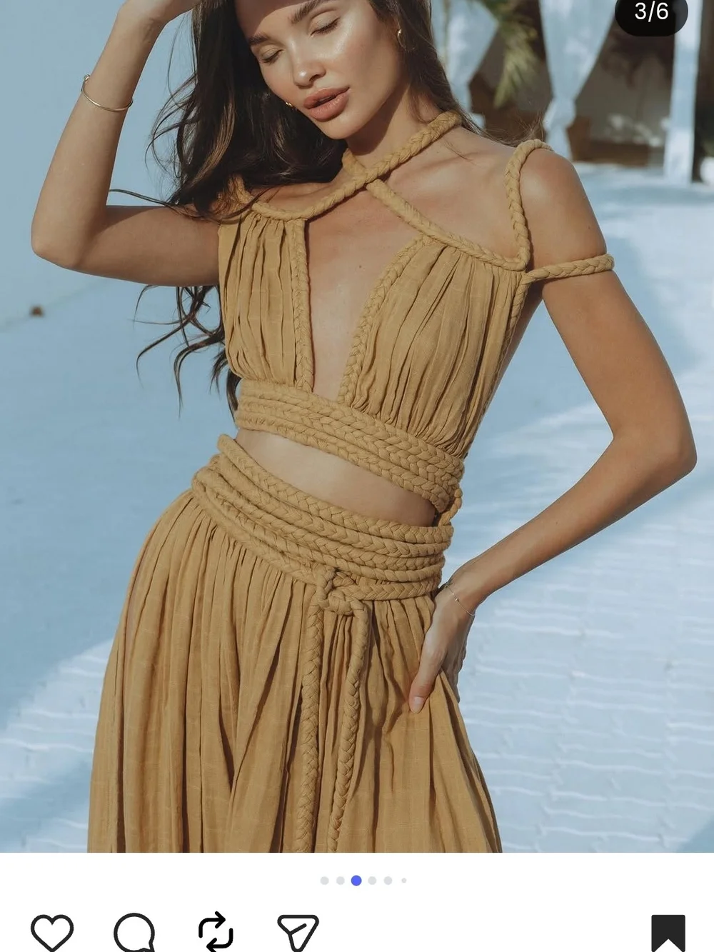 Chic Le Frique Fionza Goddess Sage Green Maxi Skirt Set with High Slit M/L - Picture 6 of 10